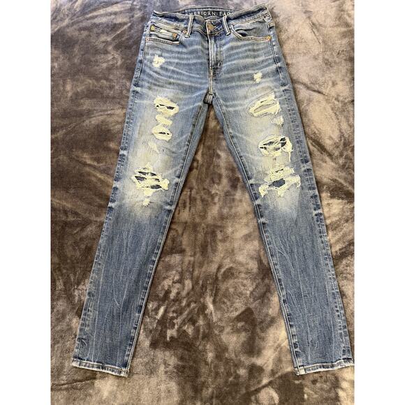 American Eagle Jeans Mens 29x32 Distressed Athletic Skinny AirFlex Temp Tech Den - Picture 2 of 16